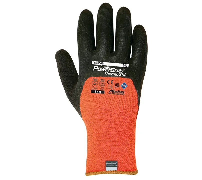 Gants en latex Towa - 347 POWER GRAB THERMO 3/4 Dorso